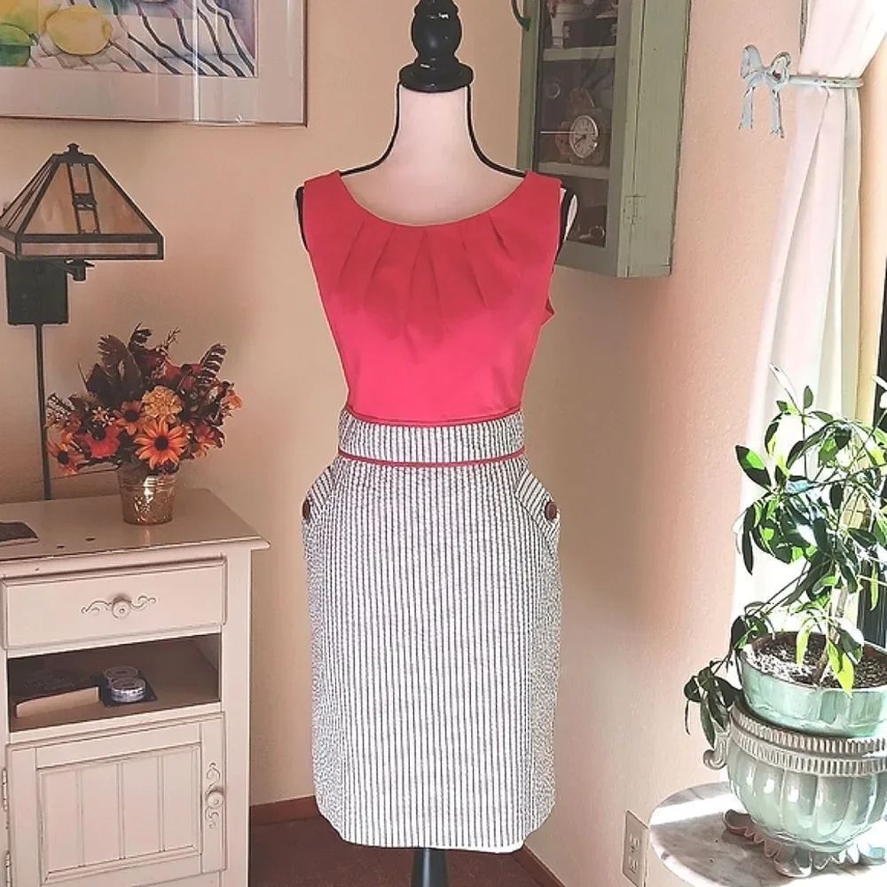 Alyx Seesucker Dress. Career, Two-Piece Look, Nautical